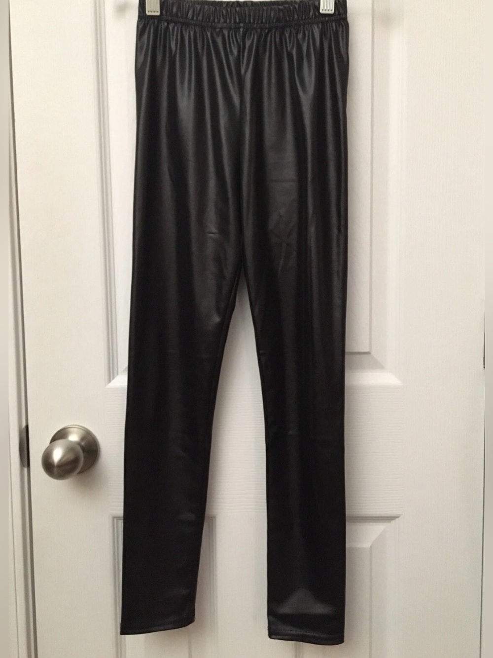 Girls Shiny Wet Look Leggings Kids Metallic Size 150 (10-12 US See Description)